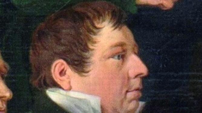 Der Abgeordnete Stolle: Ernst Petersen hat ihn auf dem bekannten Gemälde des Genremalers Peter von Hess entdeckt, der die Grundsteinlegung der Gaibacher Konstitutionssäule 1823 in Öl verewigt hat. Der Abgeordnete Stolle: Ernst Petersen hat ihn auf dem bekannten Gemälde des Genremalers Peter von Hess entdeckt, der die Grundsteinlegung der Gaibacher Konstitutionssäule 1823 in Öl verewigt hat.