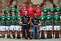 Der Kader der DJK Rimpar Wölfe für die Saison 2018/19: (hinten von links) Lukas Böhm, Michael Schulz, Patrick Schmidt, Andreas Wieser, Max Brustmann, Markus Leikauf, Benedikt Brielemier, Patrick Gempp, Philipp Meyer, (vorne von links) Max Bauer, Lukas Siegler, Felix Karle, Julian Sauer, Co-Trainer Josef Schömig, Cheftrainer Matthias Obinger, Steffen Kaufmann, Benjmain Herth, Dominik Schömig. Es fehlt Fin Backs.