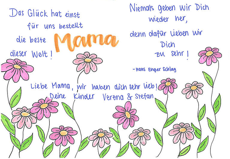 Verena Schmitt aus Werneck (Lkr. Schweinfurt) und ihr Bruder Stefan möchten ihre Mutter mit einem Gruß aus der Zeitung überraschen und ihr damit „Danke“ sagen. Verena Schmitt aus Werneck (Lkr. Schweinfurt) und ihr Bruder Stefan möchten ihre Mutter mit einem Gruß aus der Zeitung überraschen und ihr damit „Danke“ sagen.