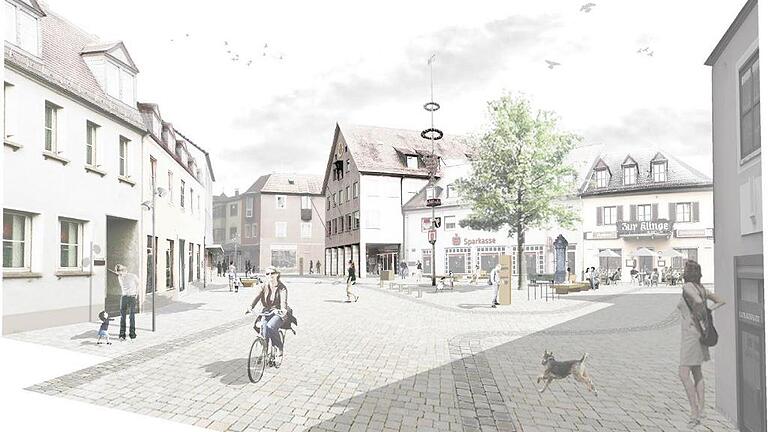Die Pläne für den neuen Rathausplatz in Heidingsfeld stellte Stadtkämmerer Robert Scheller in der Sitzung des Umwelt- und Planungsausschusses vor. Foto: Stadt Würzburg/Repro Main-Post