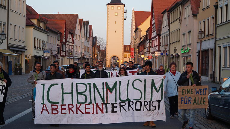 Mit verschiedenen Bannern und Schildern zogen die Menschen durch die Haßfurter Hauptstraße. Mit verschiedenen Bannern und Schildern zogen die Menschen durch die Haßfurter Hauptstraße.