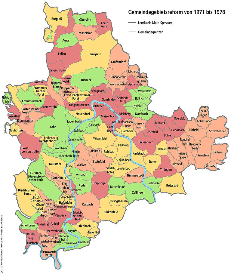 Gemeindegebietsreform in Main-Spessart in den 70er Jahren: Eine Liebesheirat war es selten Gemeindegebietsreform in Main-Spessart in den 70er Jahren: Eine Liebesheirat war es selten