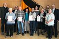 Auf dem Foto Pfarrer Sternagel, Margit Förster, Anton Gessner, Bruno Schlarb, Irmgard Lang, Gabi Reinhard, Sonja Sebold, Luise Hoffmann, Stefan Kyzner, Barbara Pfeuffer und Hans Georg Schmidt.