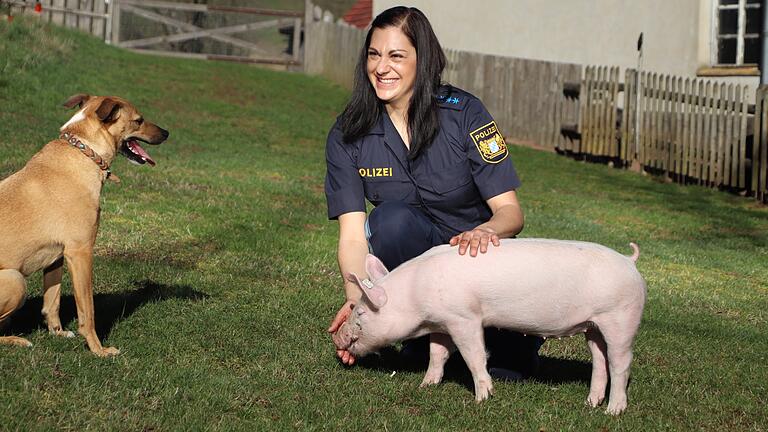 Schwein gehabt: Die Polizistin Jenny Steinhöfer findet ein vom Laster gefallenes Ferkel an der Autobahn - und zieht es auf.