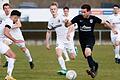 Sebastian Lehmann (rechts) von der DJK Schwebenried/Schwemmelsbach führt im Landesliga-Duell mit dem TSV Karlburg den Ball gegen Fabio Tudor (links) und Marco Kunzmann. Während der TSV an diesem Samstag auswärts in Aschaffenburg antritt, erwartet die DJK am Sonntag den ASV Rimpar.
