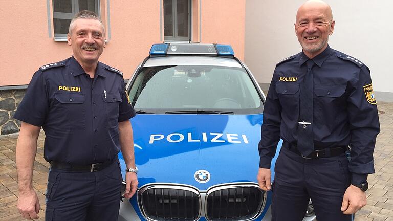 Neues Führungsduo: Elmar Hofmann, Chef der Polizeiinspektion Mellrichstadt (links), mit seinem neuen Stellvertreter Thomas Ebert. Neues Führungsduo: Elmar Hofmann, Chef der Polizeiinspektion Mellrichstadt (links), mit seinem neuen Stellvertreter Thomas Ebert.