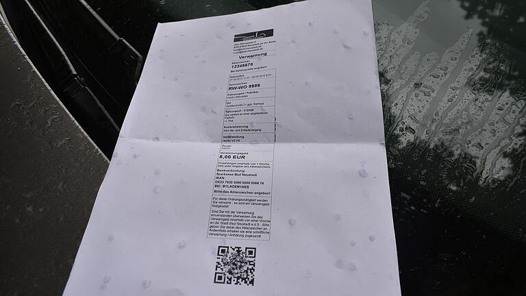 So ähnlich sehen ab sofort die Strafzettel der Stadt Bad Neustadt aus. Aus optischen Gründen wurde dieses Beispielexemplar allerdings auf einer DIN-A4-Seite ausgedruckt. So ähnlich sehen ab sofort die Strafzettel der Stadt Bad Neustadt aus. Aus optischen Gründen wurde dieses Beispielexemplar allerdings auf einer DIN-A4-Seite ausgedruckt.