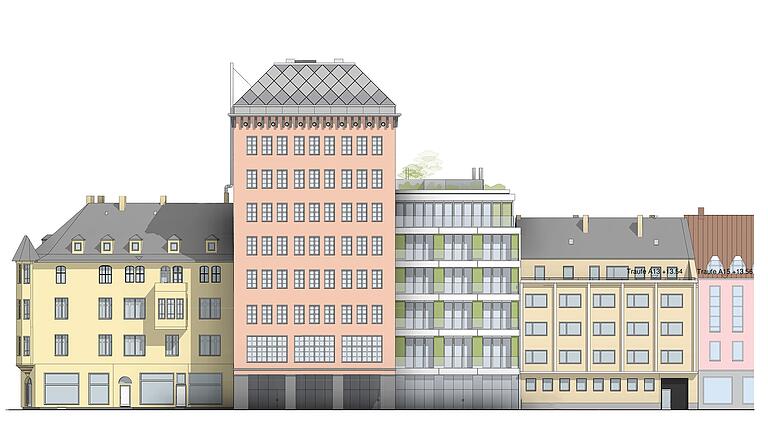 Soll aussehen wie das alte: das neue Hochhaus in der Augustinerstraße mit einem neuen modernen Bau an seiner Seite. Entwurf: von Einsiedel Architekten