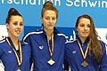 Drei Mädels, ein Verein: Bei den deutschen Jugendmeisterschaften in Berlin holten (von links) Alina Jungklaus (Silber), Leonie Beck (Gold) und Rosalie Käthner (Bronze) über 1500 m Freistil alle Medaillen nach Würzburg. Ein Novum der Titelkämpfe.