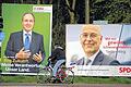 Wer wird Chef im Kieler Landtag? Wahlplakate von CDU-Spitzenkandidat Jost de Jager (links) und SPD-Spitzenkandidat Torsten Albig (rechts).