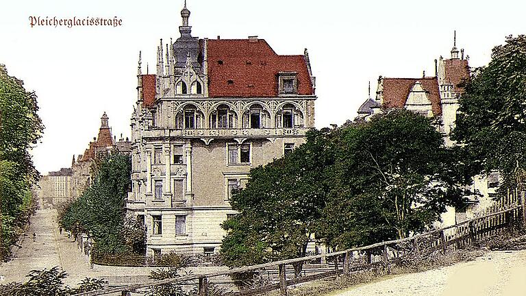 Pleich - Die Bismarckstraße – hier noch unter ihrer früheren Bezeichnung „Pleicherglacisstraße“ – auf einer historischen Postkarte Pleich - Die Bismarckstraße – hier noch unter ihrer früheren Bezeichnung „Pleicherglacisstraße“ – auf einer historischen Postkarte