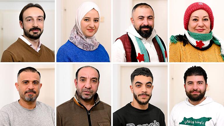 Oben v.l.: Adnan Ajam Oghli, Maisa Atasi, Jamaleddin Bashazaki, Duha Mirjan. Unten v.l.: Ahmad Almohamad, Mohammad Sadi Alallouch, Raed Aljomah, Mohamad Douba