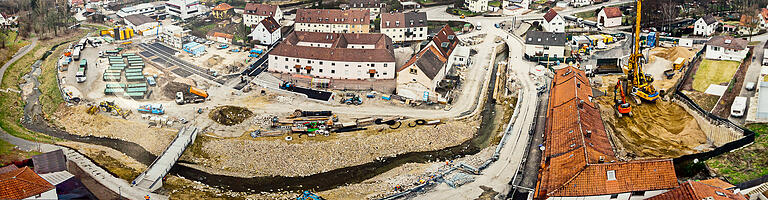 Das Wohnquartier an der Steinach während der Bauarbeiten.