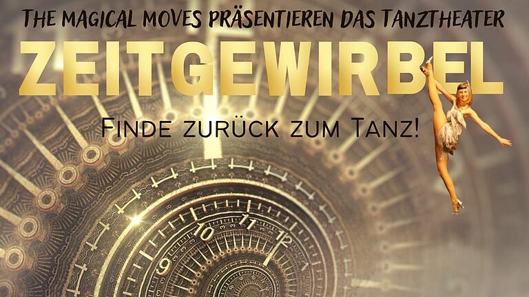 Schon das Einladungsplakat macht neugierig auf das Tanztheater 'Zeitgewirbel'. Fünf Mal wird 'Zeitgewirbel – Finde zurück zum Tanz' in der Region aufgeführt - es gibt auch eine Zeitreisemaschine.