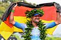 Ironman       -  Stolzer Sieger: Patrick Lange gewinnt den Ironman auf Hawaii und jubelt.