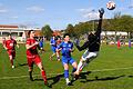 Die Spiele des FC 06 Bad Kissingen und TSV Münnerstadt       -  Wieder ohne Fortune im Abschluss: Hier verhindert Gerolzhofens  Keeper Maximilian Gallet einen Kissinger Treffer gegen Cedric Bäßler (vorne) und Co.