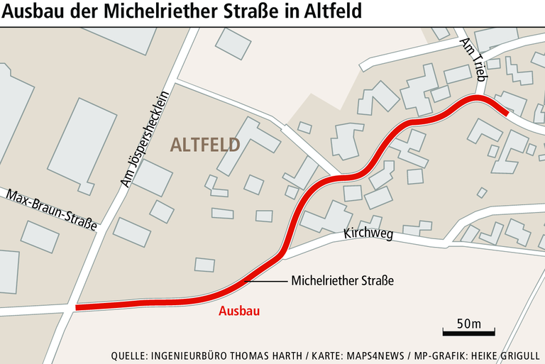 Ausbau der Michelriether Straße in Altfeld: Kosten steigen um 800 000 Euro