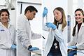 Die Wissenschaftlerinnen und Wissenschaftler des Würzburger Helmholtz-Instituts für RNA-basierte Infektionsforschung (HIRI) kommen aus über 20 Nationen: wie (von links) Anuja Kibe, Marco Antonio Olguín Nava,  Svetlana Durica-Mitic und Daphne Collias.