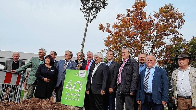 Eine Jubiläumslinde für die Kreisgruppe des Bund Naturschutz im Landkreis Haßberge: Gern hätten die Naturschützer zusammen mit den Gästen aus der Politik ihren Baum gepflanzt. Doch war das Loch zu groß gebuddelt und so musste der Baum noch etwas auf den Wurzelschlag warten. Die Linde soll den Kindern auf dem neu angelegten Spielplatz in der Alten Kaserne in einigen Jahren Schatten spenden. Eine Jubiläumslinde für die Kreisgruppe des Bund Naturschutz im Landkreis Haßberge: Gern hätten die Naturschützer zusammen mit den Gästen aus der Politik ihren Baum gepflanzt. Doch war das Loch zu groß gebuddelt und so musste der Baum noch etwas auf den Wurzelschlag warten. Die Linde soll den Kindern auf dem neu angelegten Spielplatz in der Alten Kaserne in einigen Jahren Schatten spenden.