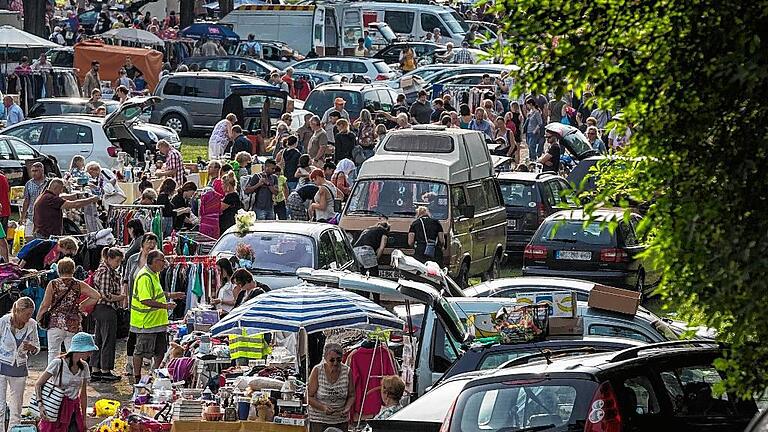 Von Shakespeare bis Sexspielzeug: Auf dem Flohmarkt an den Mainwiesen gibt es vermutlich nichts, was es nicht gibt. Viele Stände laden zum Kruscheln ein.