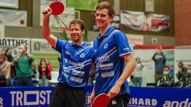 Lokalmatador Kilian Ort (rechts) und Bastian Steger (links) spielen auch in der neuen Saison für den Tischtennis-Bundesligisten TSV Bad Königshofen.