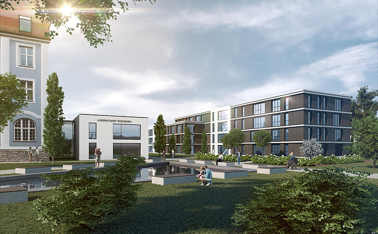 Auf dem Parkplatz der Mitarbeiter könnten nach einem ersten Konzept der Architekten Menig & Partner in einem Anbau zusätzliche Büroflächen geschaffen werden. Auf dem Parkplatz der Mitarbeiter könnten nach einem ersten Konzept der Architekten Menig & Partner in einem Anbau zusätzliche Büroflächen geschaffen werden. 