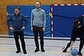 Hoffen auf einen erfolgreichen Start für die Sportart Goalball in Würzburg (von links): Christoph Hoffman, Oliver Greiner, Spieler Lennart Heßler.