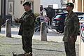 Übergabeappell: Oberstleutnant Mike Stöhr (Mitte) verabschiedete in Grafenrheinfeld Hauptmann Artur Lerner (rechts), Nachfolger wird Hauptmann Lukas Welle.