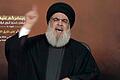 Nahostkonflikt - Nasrallah spricht       -  Hisbolllah-Führer Hassan Nasrallah spricht über eine Videoverbindung während einer Kundgebung in Beirut.