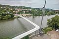 Der Höchheimer Steg zwischen Margetshöchheim im Bildhintergrund und Veitshöchheim. Am kommenden Dienstag erfolgt die offizielle Verkehrsfreigabe, richtig gefeiert wird aber erst im Frühjahr.