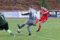 Das 1:0 für Rapid: Ebelsbachs Max Trautner (rechts) bringt den Ball platziert zwischen Fatschenbrunns Torwart Jan Nedinig (links) und dessen Teamkollegen Bastian Bäuerlein hindurch in die Maschen.