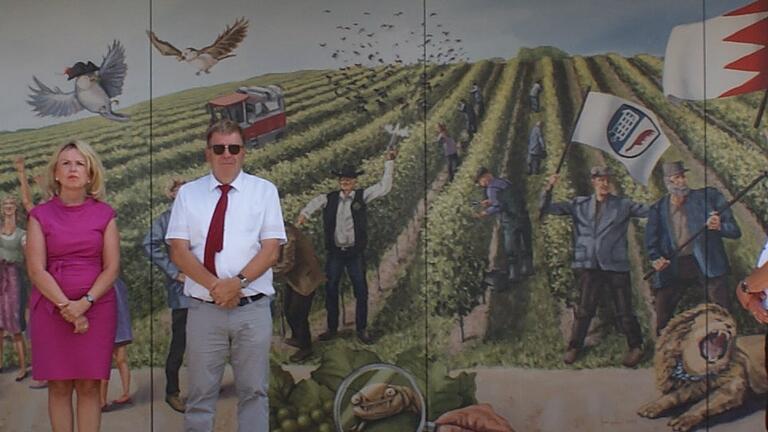 Mit einer Prise Humor gewürzt ist das Wandgemälde am Nordheimer Terroir-f-Punkt.