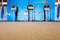 Haushaltsklausur des bayerischen Kabinetts.jpeg       -  Wirtschaftsminister Hubert Aiwanger (Freie Wähler), Ministerpräsident Markus Söder (CSU) und Finanzminister Albert Füracker (CSU) nehmen nach der Haushaltsklausur des bayerischen Kabinetts am Tegernsee Stellung zu ihren Beschlüssen.