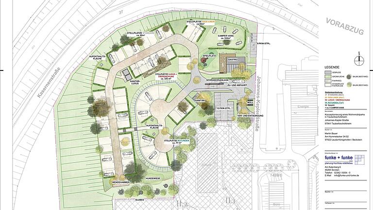 Bauplan für den neuen Wohnmobilpark in Tauberbischofsheim auf dem Laurentiusberg. Bauplan für den neuen Wohnmobilpark in Tauberbischofsheim auf dem Laurentiusberg.