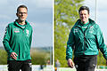 Udo Eckert (links) und Otto Dietz (rechts) sitzen an diesem Samstag zum letzten Mal als Co-Trainer und Torwarttrainer für den TSV Großbardorf auf der Bank.