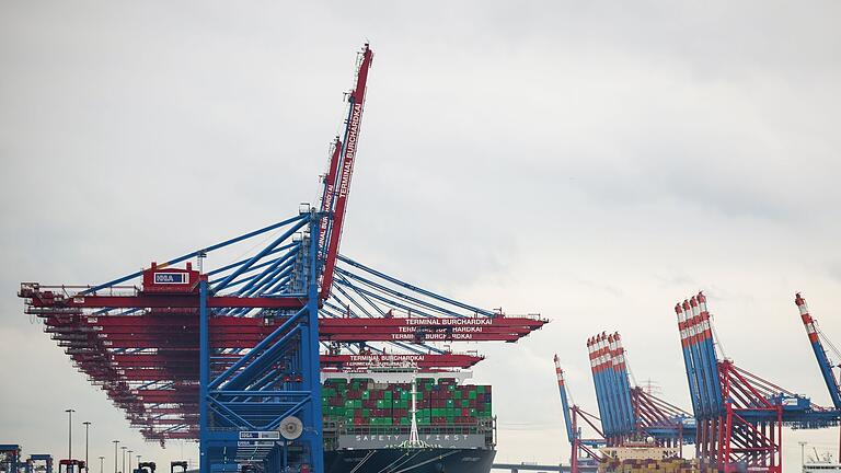 Exporte - Containerterminal im Hafen Hamburg       -  Nach den Worten von Ifo-Konjunkturchef Timo Wollmershäuser steckt die deutsche Wirtschaft fest. (Archivbild)