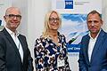'Klimaresilientes Wassermanagement', so lautete der Titel der IHK-Veranstaltung mit (von rechts) Umweltminister Thorsten Glauber, IHK-Präsidentin Caroline Trips und dem Geschäftsführer Umweltcluster Bayern Alfred Mayr.