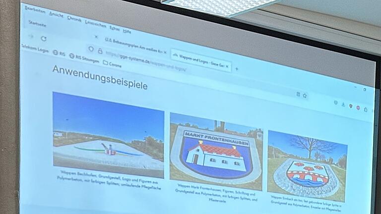 Anhand vergleichbarer Wappen im Bereich von Kreisverkehren entschied sich der Gemeinderat Großbardorf für eine Gestaltung in Polymerbeton mit einer Pflasterung Anhand vergleichbarer Wappen im Bereich von Kreisverkehren entschied sich der Gemeinderat Großbardorf für eine Gestaltung in Polymerbeton mit einer Pflasterung
