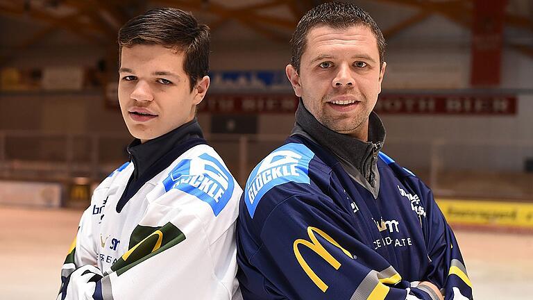 Gehen gemeinsam für den ERV Schweinfurt in der Bayernliga aufs Eis: Lucas Kleider (links) und Vater Andreas.