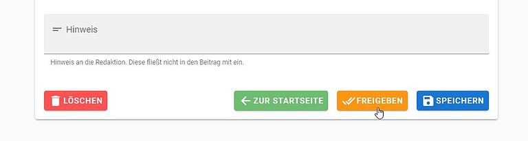 Screenshot: Durch Klick auf 'Freigeben' erhält die Redaktion ihren Bericht