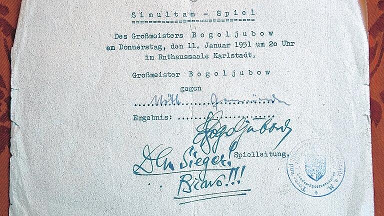 Der größte Sieg gelang Robert Nöth, 1951, als er bei einem Simultanturnier den russisch-deutschen Großmeister Efim Bogoljubow besiegte, der ihm auf dem Ergebniszettel gratulierte.
