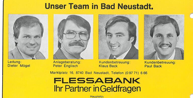 Ein Männerquartett war die Starttruppe der Flessabank Bad Neustadt 1969. Ein Männerquartett war die Starttruppe der Flessabank Bad Neustadt 1969.