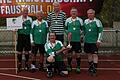 Holte Bronze bei den deutschen Meisterschaften der Ü60-Faustballer, das Team der DJK Üchelhausen (hinten v.l.): Matthias Mai, Albrecht Scheuring, Uwe Sagstetter, Jakobus Graser, Konrad Schmitt und (vorne) Ralf Wegner.