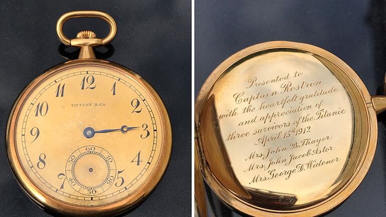 Goldene Uhr von der &bdquo;Titanic&rdquo; für Rekordpreis versteigert       -  Drei Witwen wohlhabender Geschäftsleute schenkten die Uhr ihrem Retter.