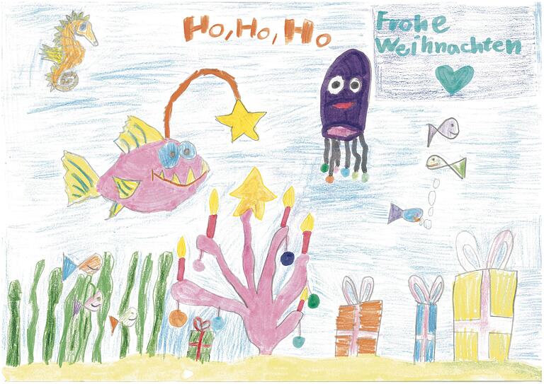 Korallen als Weihnachtsbaum und das Fest bei Seepferdchen, Qualle und Riesenfisch: Jonathan Höfling (9) aus Gemünden blickt an Weihnachten unter Wasser mit diesem Gewinnerbild.