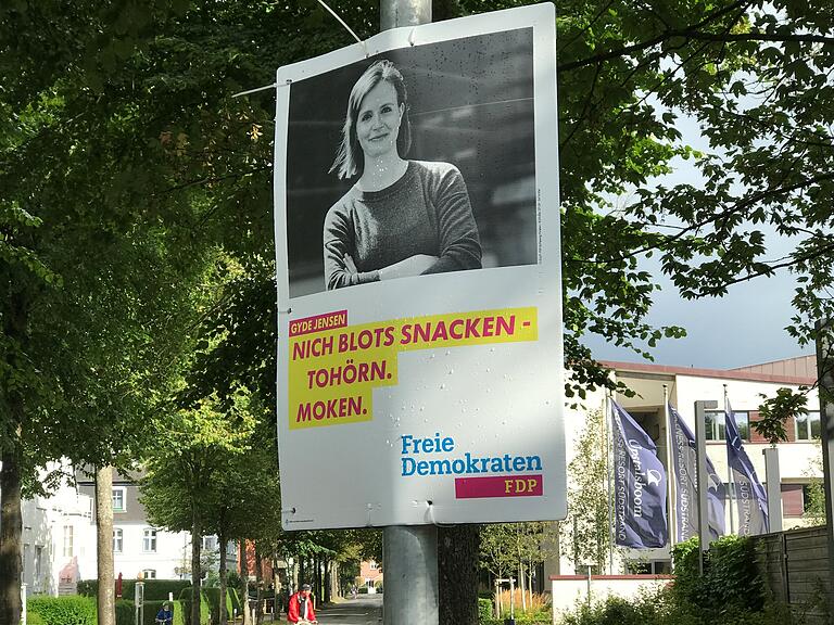 So wirbt die FDP-Kandidatin Gyde Jensen in Norddeutschland.&nbsp;