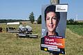 Mit dem Slogan 'Zukunft statt Landflucht' wirbt die Partei Bündnis Sahra Wagenknecht (BSW) in Ottstedt am Berge (Landkreis Weimarer Land) in Thüringen um Wählerstimmen.