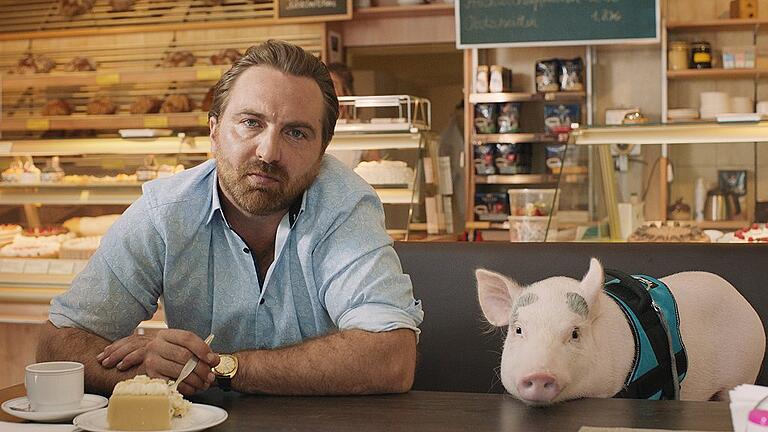 Martin Maria Eschenbach und sein Filmschwein, die Mary. In Iphofen und Rödelsee haben sie 'Das Sockenschwein' gedreht. Mehr als drei Millionen Menschen haben den Werbeclip schon angesehen. Martin Maria Eschenbach und sein Filmschwein, die Mary. In Iphofen und Rödelsee haben sie 'Das Sockenschwein' gedreht. Mehr als drei Millionen Menschen haben den Werbeclip schon angesehen.