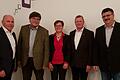 Die Teilnehmer des Europavortrages:&nbsp;Bürgermeister Dieter Schneider (von links), Referent Peter Bauch, Bezirksrätin Maria Hoßmann, Bertram Muth von der Hanns Seidel Stiftung und Thomas Obert, zweiter Bürgermeister.