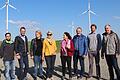 Trafen sich am Windpark in Retzstadt: (von links) Christoph Müller,   Kreisvorsitzender Sven Gottschalk, Pamela Nembach, Heidi Wright, Martha Bolkart-Mühlrath, Erich Wüst, Michael Kohlbrecher (Klimaschutzbeauftragter des Landkreises) und Vorstandsvorsitzender der Bürgerenergie Retzstadt Karl Gerhard.